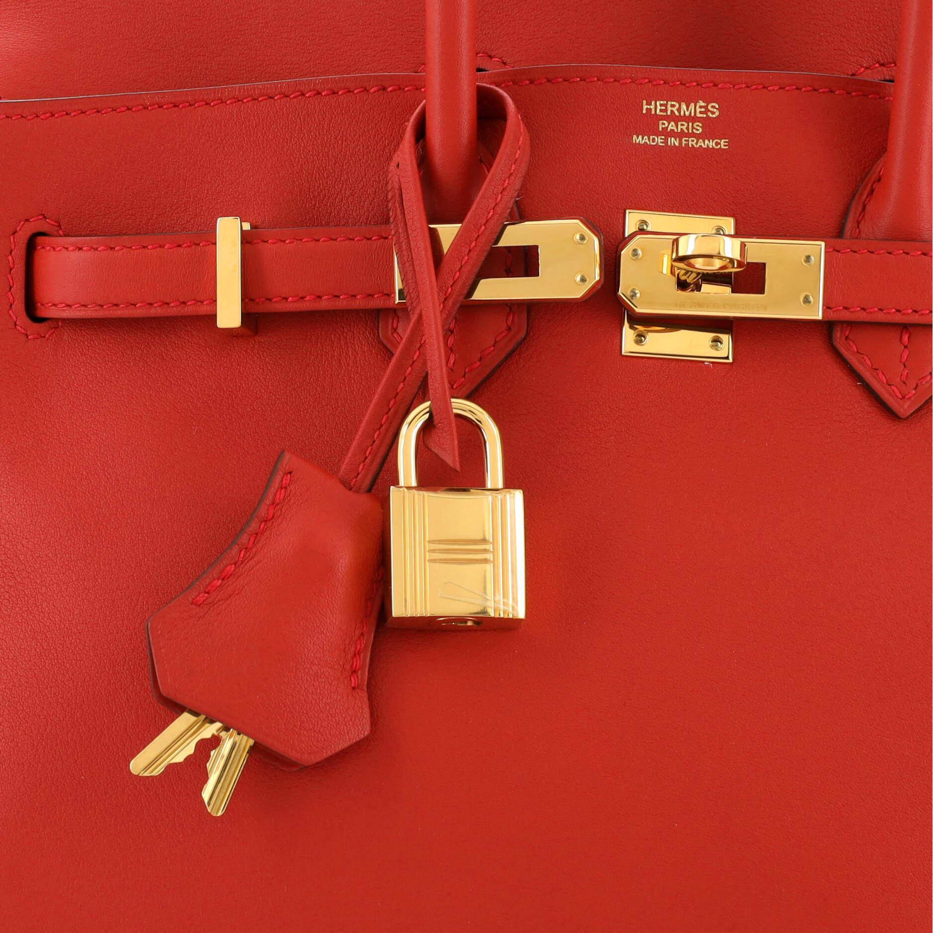 Hermes Birkin Handbag Rouge Casaque Swift with Gold Hardware 25 3