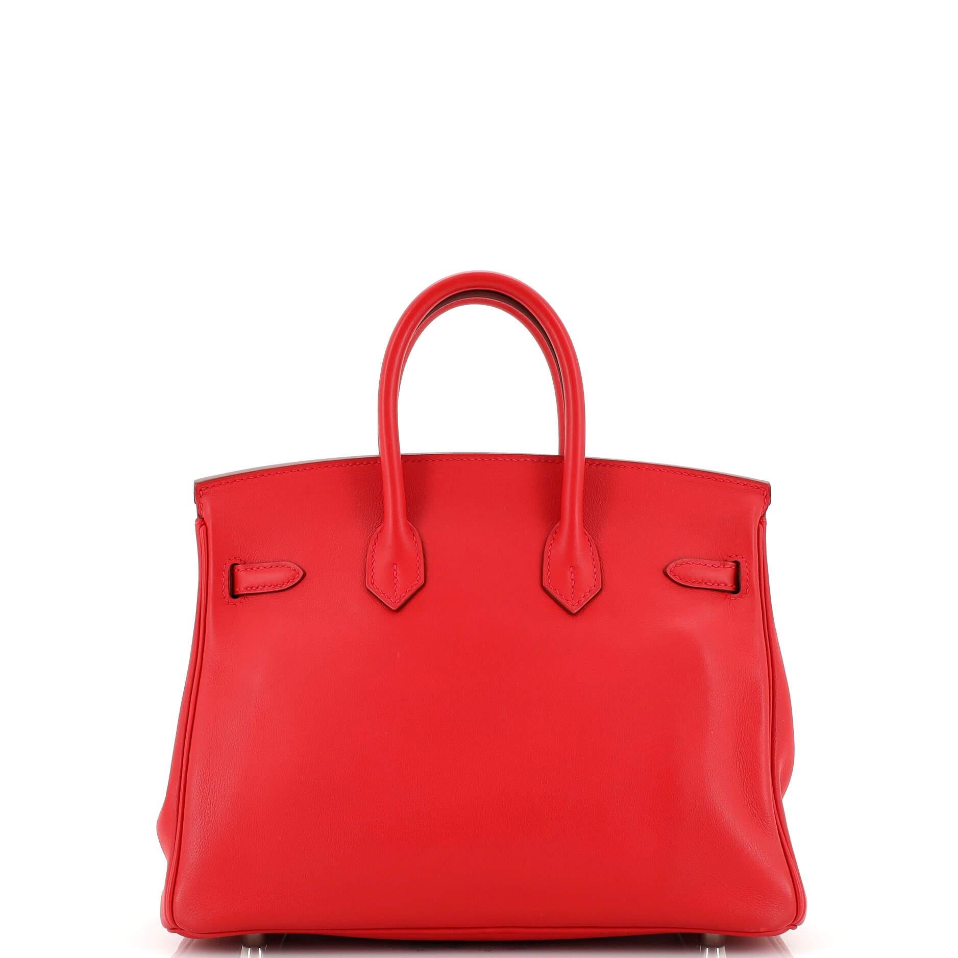 Women's Hermes Birkin Handbag Rouge Casaque Swift with Palladium Hardware 25