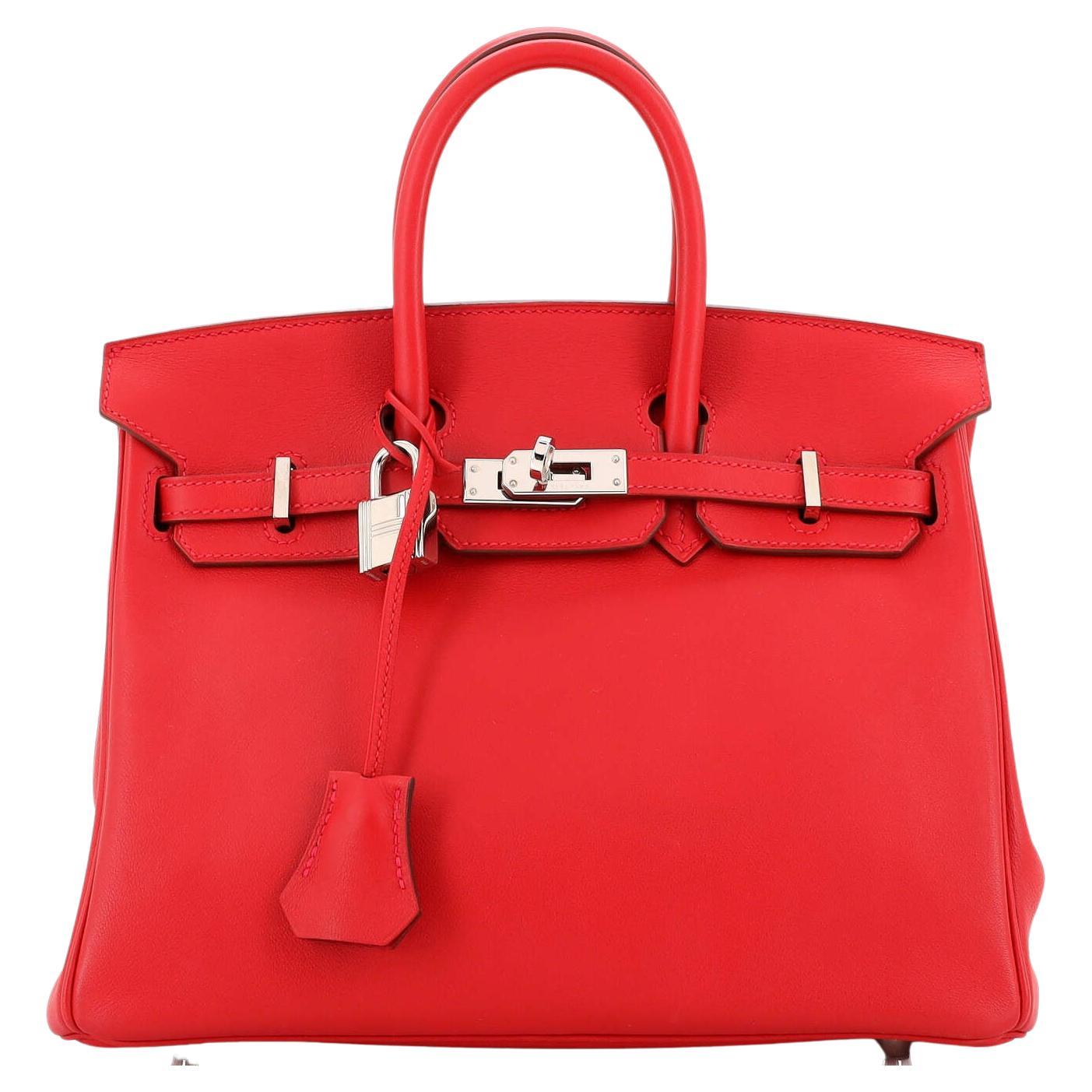 Hermes Birkin Handbag Rouge Casaque Swift with Palladium Hardware 25