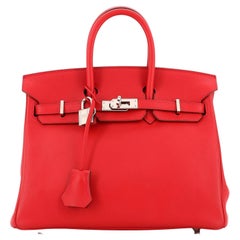 Hermes Birkin Handbag Rouge Casaque Swift with Palladium Hardware 25