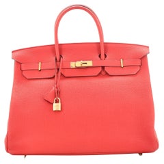 Hermes Birkin Handbag Rouge Casaque Togo with Gold Hardware 40