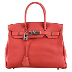 Hermes Birkin Handbag Rouge Casaque Togo with Palladium Hardware 30