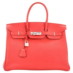 Hermes Birkin Handbag Rouge Casaque Togo with Palladium Hardware 35