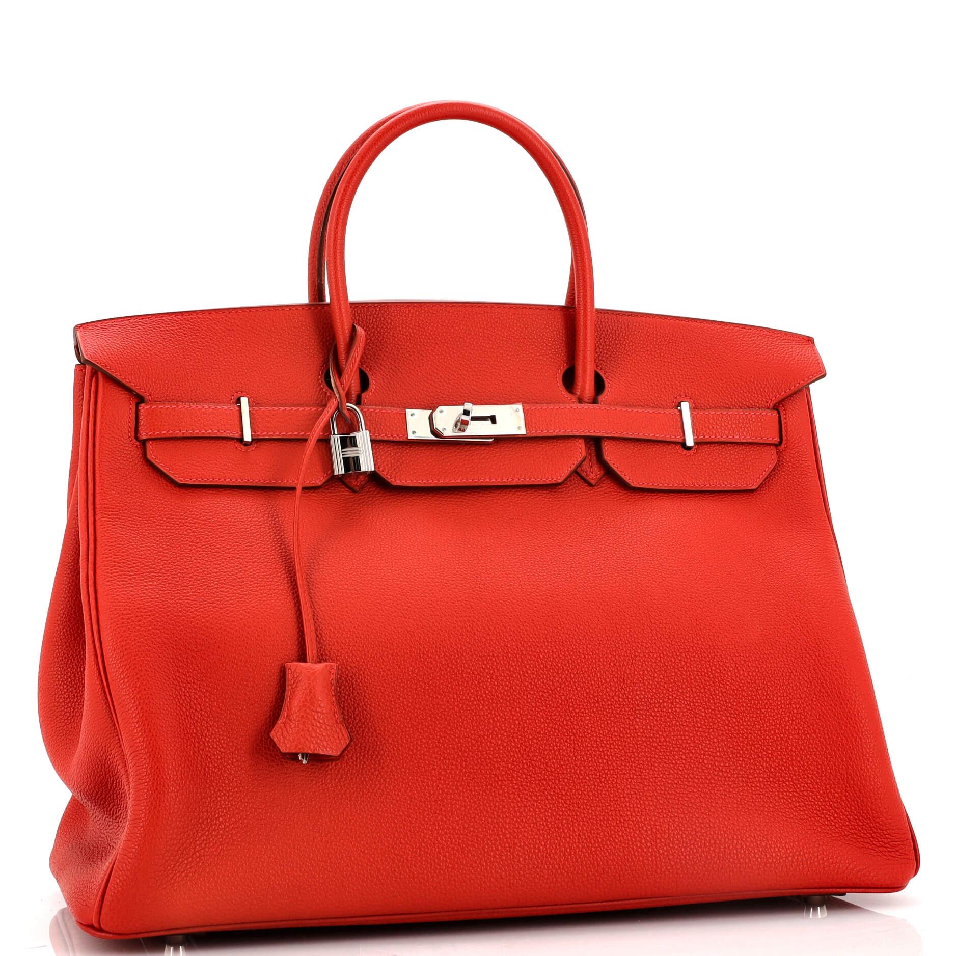 Hermes Birkin Handbag Rouge Casaque Togo with Palladium Hardware 40 In Good Condition In NY, NY