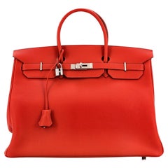 Hermes Birkin Handbag Rouge Casaque Togo with Palladium Hardware 40