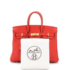 Hermes Birkin Handbag Rouge De Coeur Clemence with Gold Hardware 25