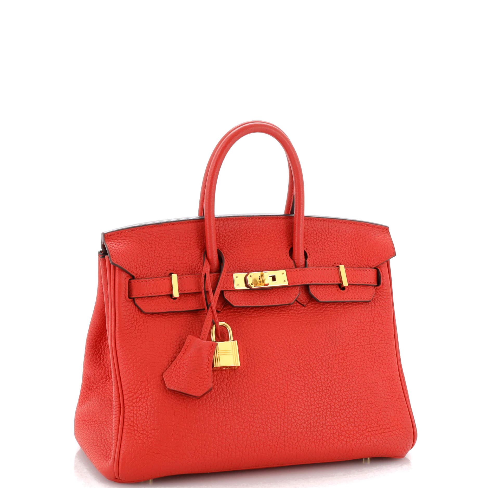 Hermes Birkin Handbag Rouge De Coeur Clemence with Gold Hardware 25 In Fair Condition For Sale In NY, NY