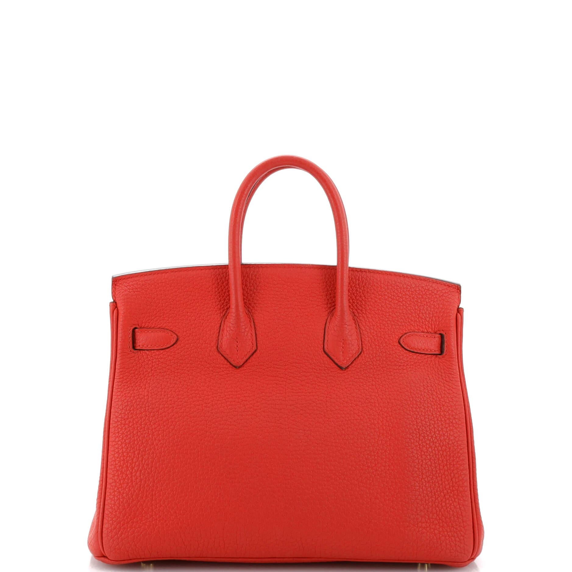 Women's Hermes Birkin Handbag Rouge De Coeur Clemence with Gold Hardware 25 For Sale