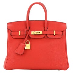 Hermes Birkin Handbag Rouge De Coeur Clemence with Gold Hardware 25