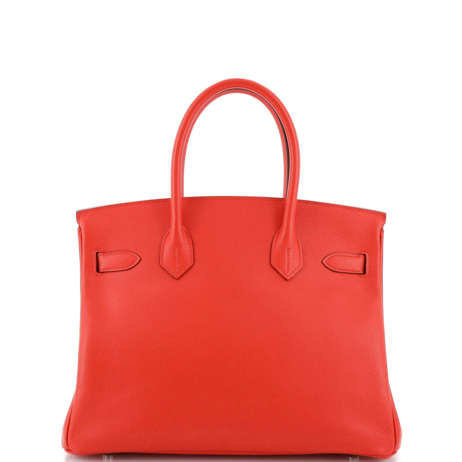 Hermes Birkin Handbag Rouge De Coeur Epsom with Palladium Hardware 30 In Good Condition In NY, NY