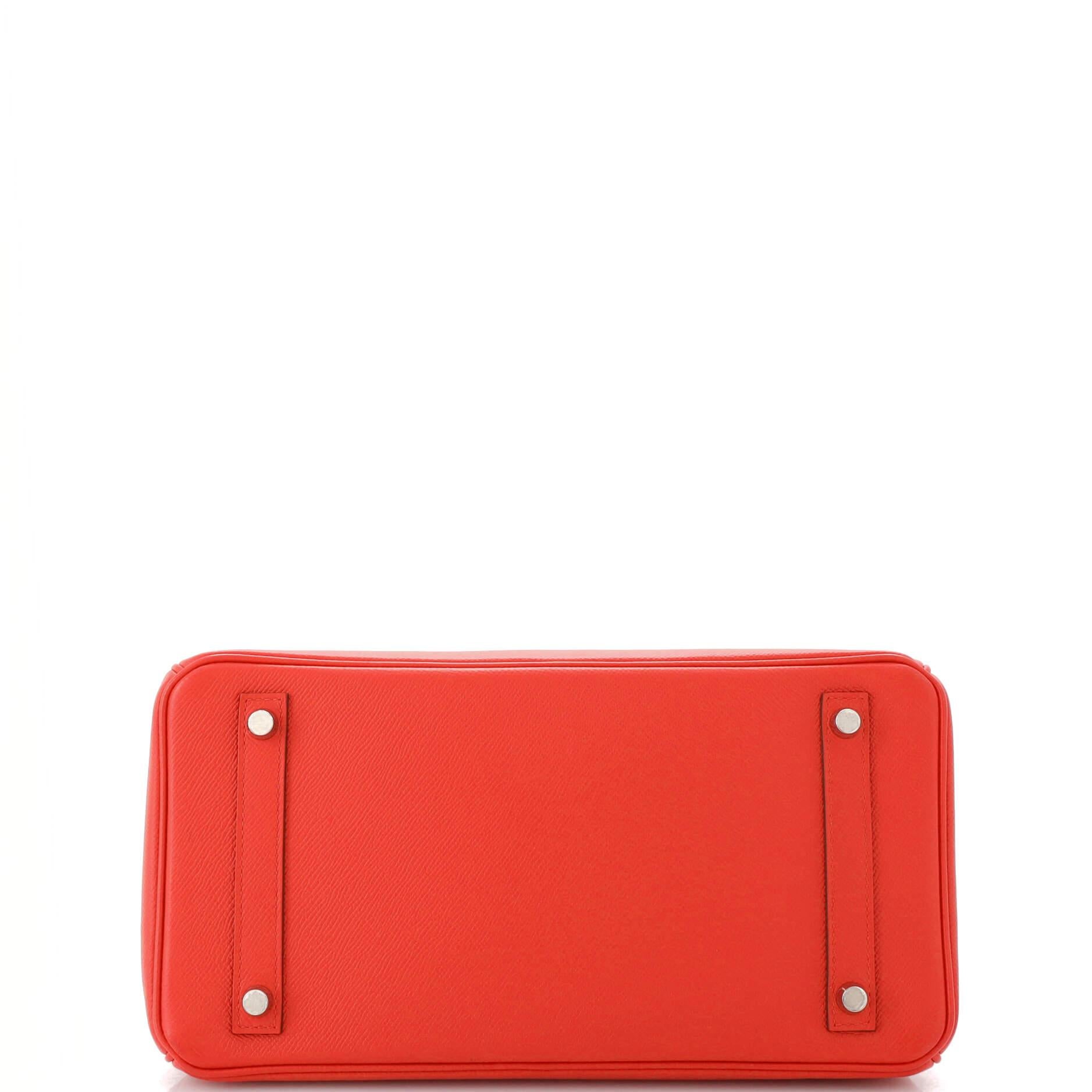 Women's Hermes Birkin Handbag Rouge De Coeur Epsom with Palladium Hardware 30