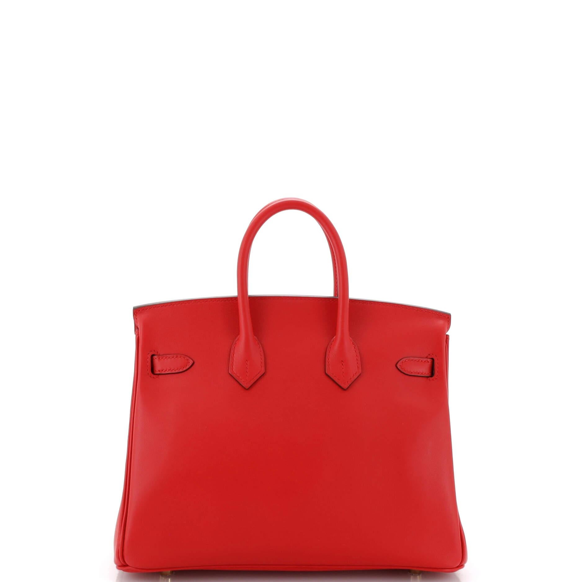 Hermes Birkin Handbag Rouge De Coeur Swift with Gold Hardware 25 In Fair Condition For Sale In NY, NY