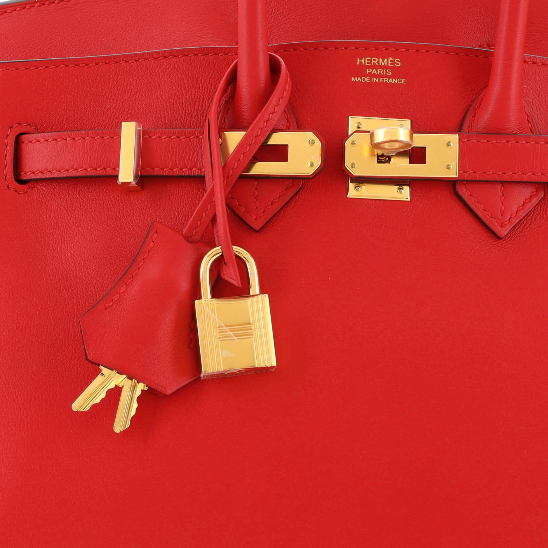 Hermes Birkin Handbag Rouge De Coeur Swift with Gold Hardware 25 For Sale 2