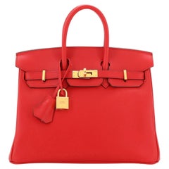 Hermes Birkin Handbag Rouge De Coeur Swift with Gold Hardware 25
