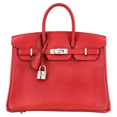 Hermes Birkin Handbag Rouge De Coeur Swift with Palladium Hardware 25