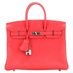 Hermes Birkin Handbag Rouge De Coeur Togo with Palladium Hardware 25