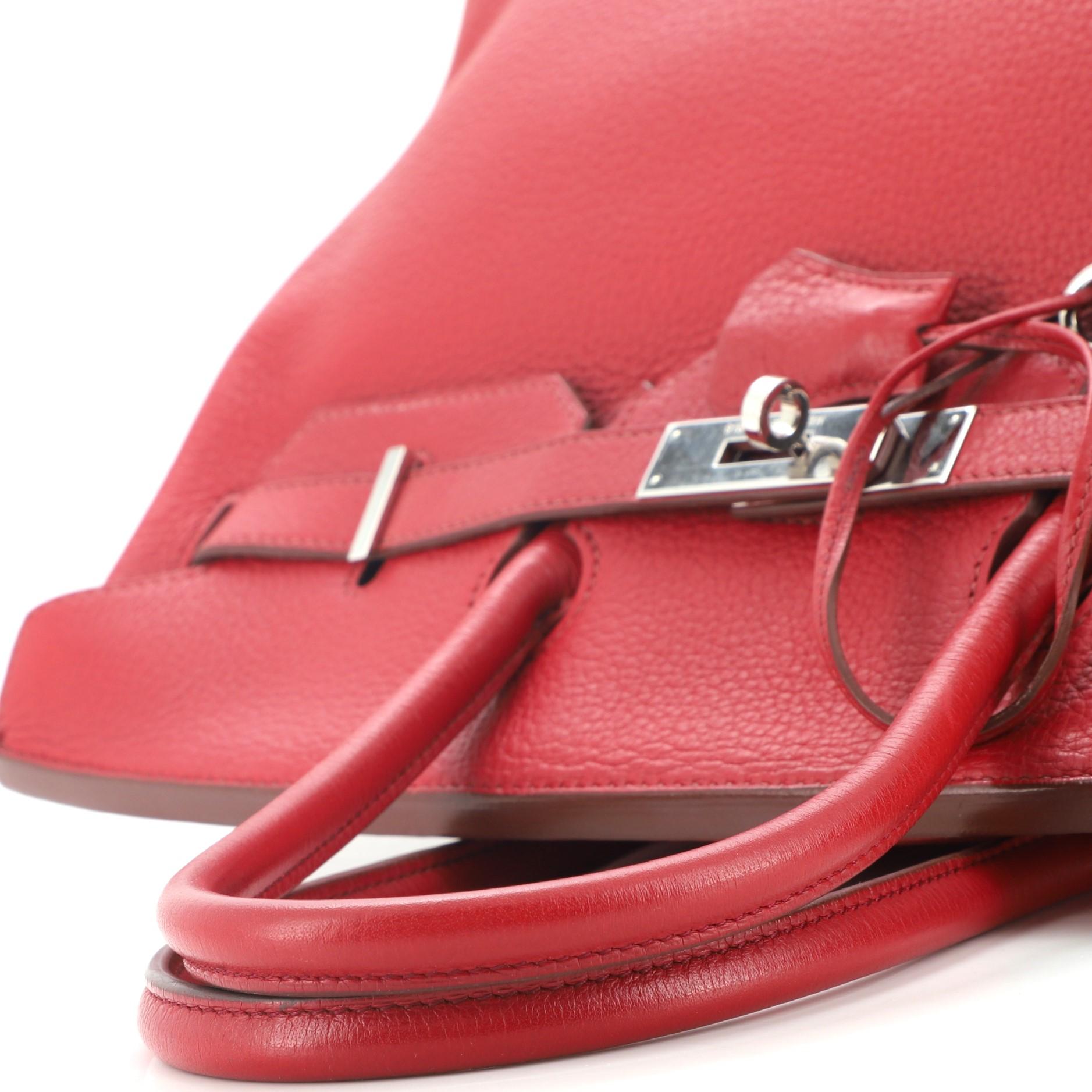 Hermes Birkin Handbag Rouge Garance Clemence with Palladium Hardware 35 2