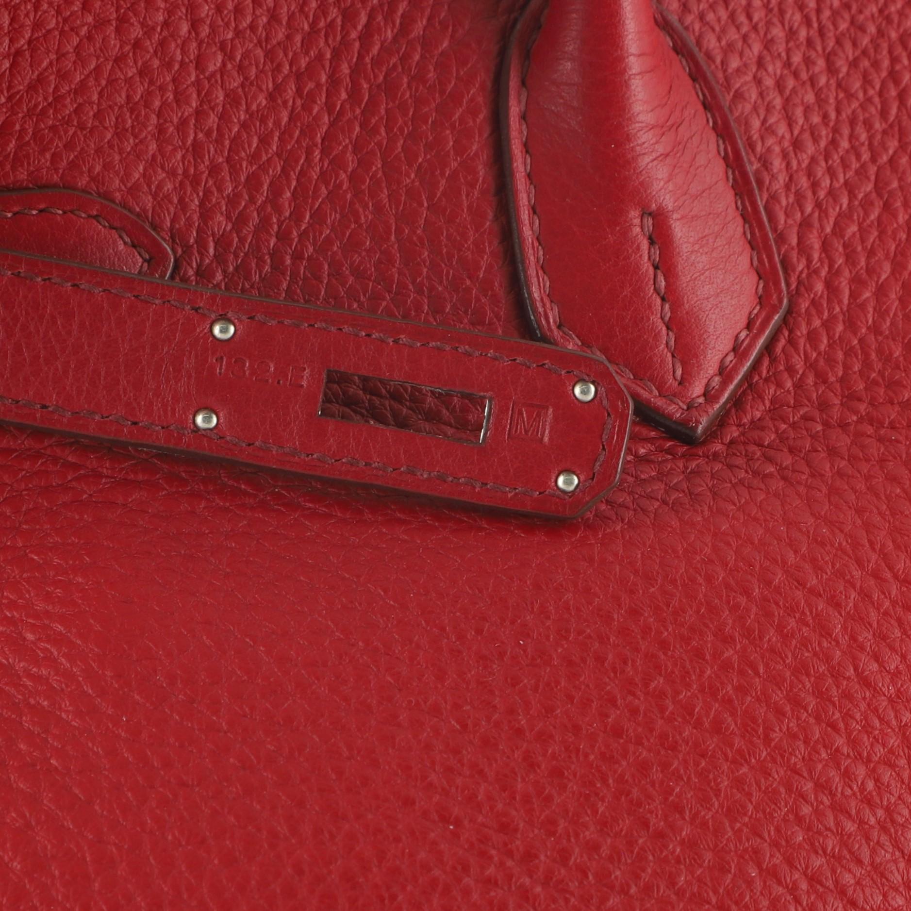 Hermes Birkin Handbag Rouge Garance Clemence with Palladium Hardware 35 3