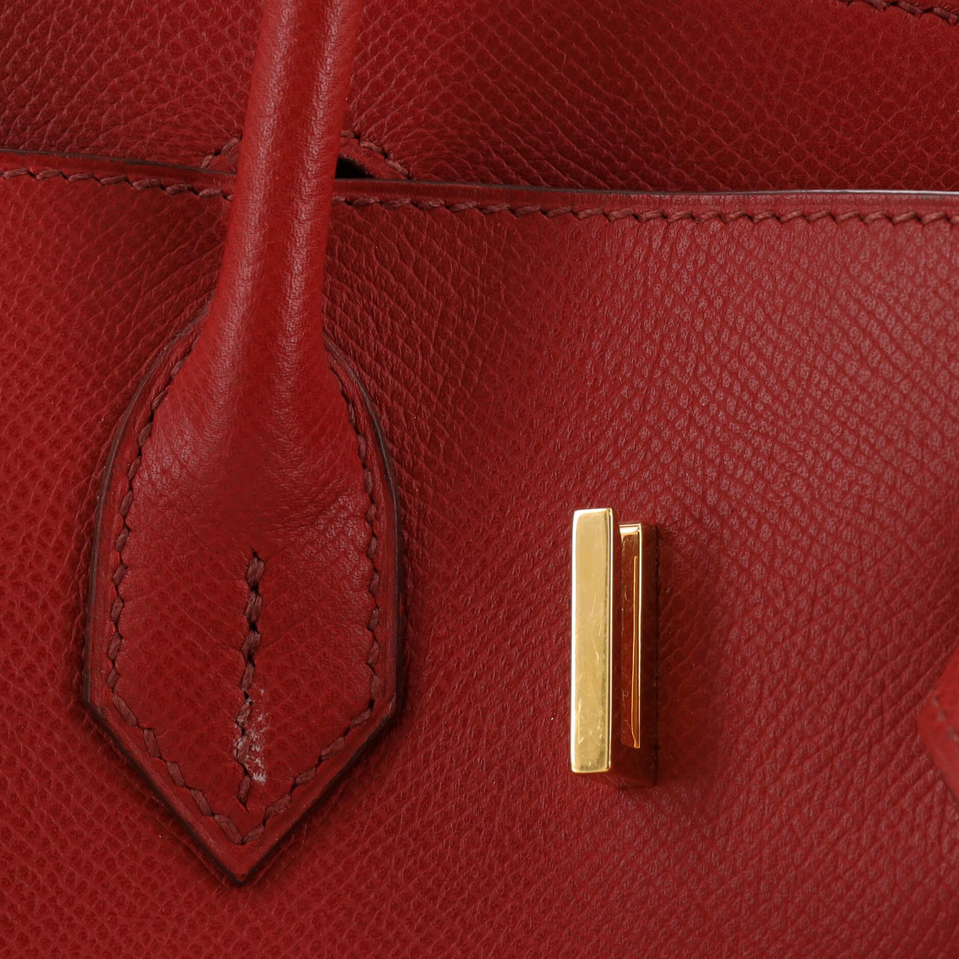 Hermes Birkin Handbag Rouge Garance Epsom with Gold Hardware 30 8