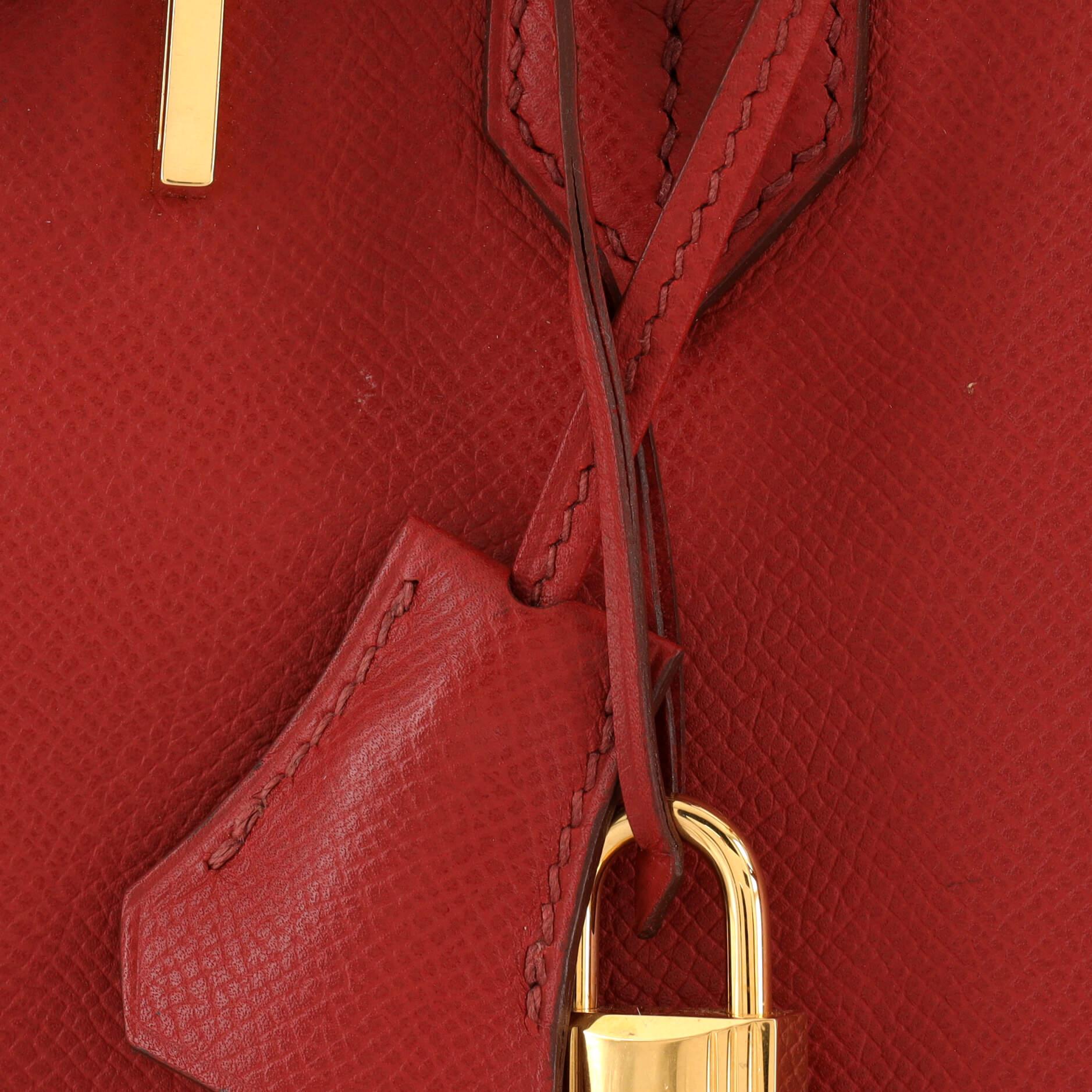 Hermes Birkin Handbag Rouge Garance Epsom with Gold Hardware 30 10