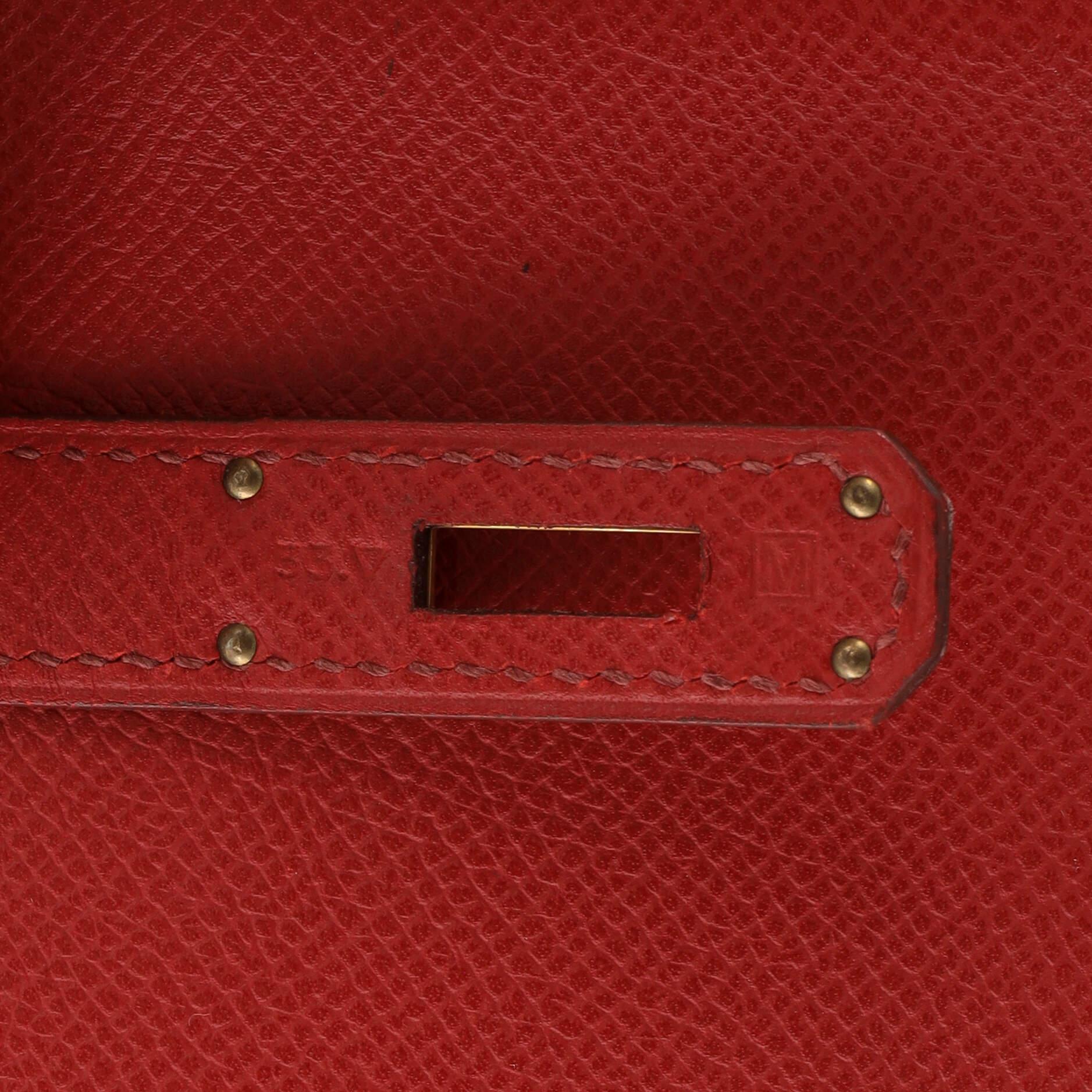 Hermes Birkin Handbag Rouge Garance Epsom with Gold Hardware 30 13