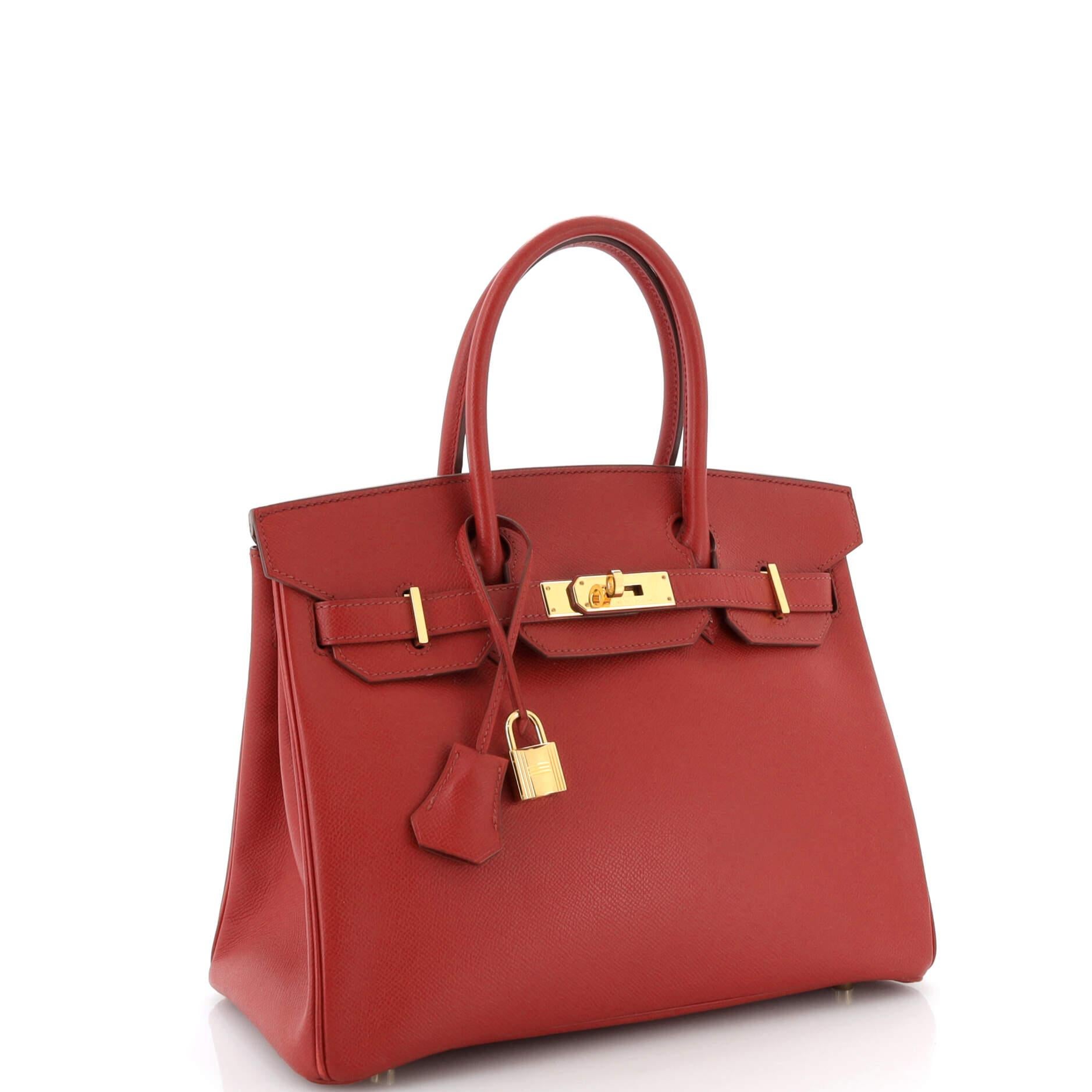 Hermes Birkin Handbag Rouge Garance Epsom with Gold Hardware 30 In Fair Condition In NY, NY