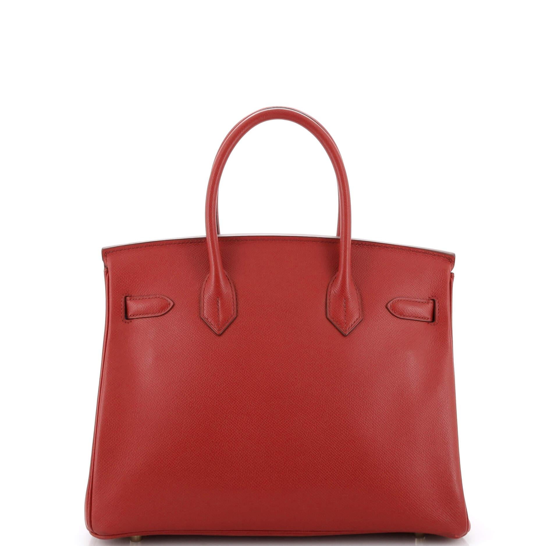 Women's or Men's Hermes Birkin Handbag Rouge Garance Epsom with Gold Hardware 30