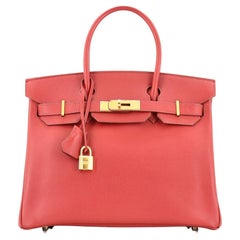 Hermes Birkin Handbag Rouge Garance Epsom with Gold Hardware 30