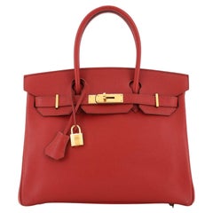 Hermes Birkin Handbag Rouge Garance Epsom with Gold Hardware 30