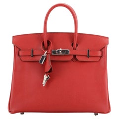 Hermes Birkin Handbag Rouge Garance Epsom with Palladium Hardware 25