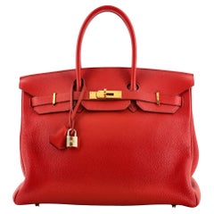 Hermes Birkin Handbag Rouge Garance Togo with Gold Hardware 35