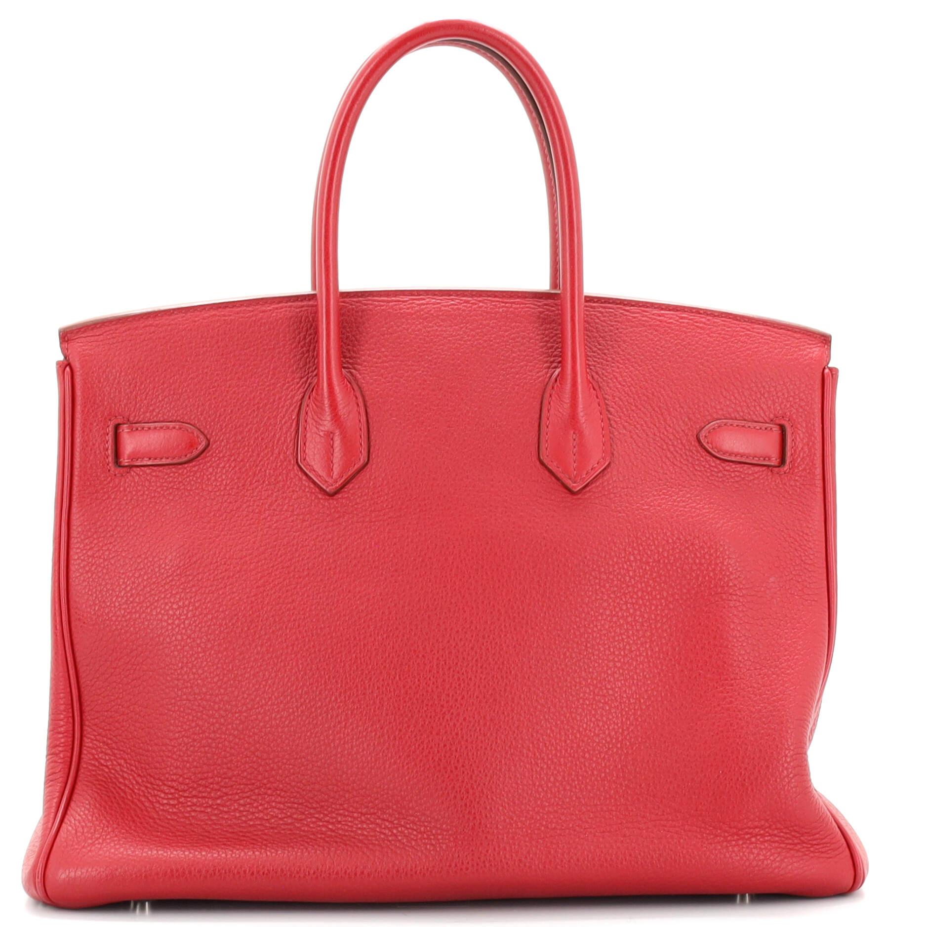 Hermes Birkin Handbag Rouge Garance Togo with Palladium Hardware 35 In Good Condition In NY, NY