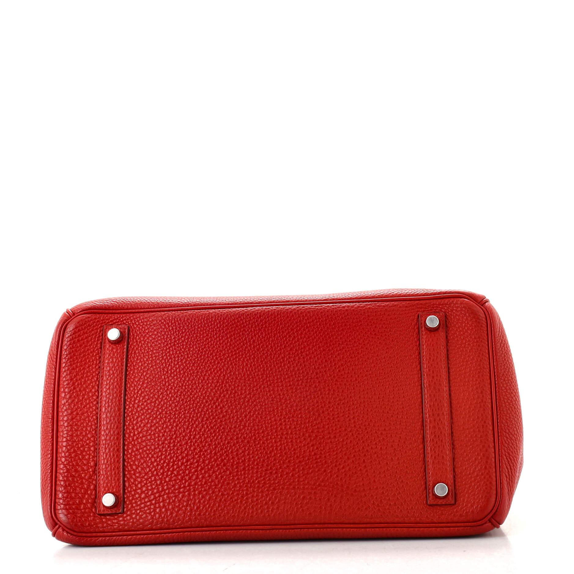 Hermes Birkin Handbag Rouge Garance Togo with Palladium Hardware 35 In Fair Condition In NY, NY