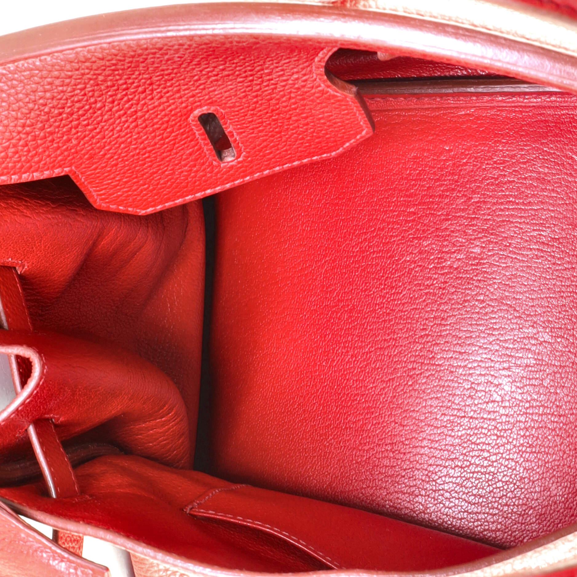Women's or Men's Hermes Birkin Handbag Rouge Garance Togo with Palladium Hardware 35