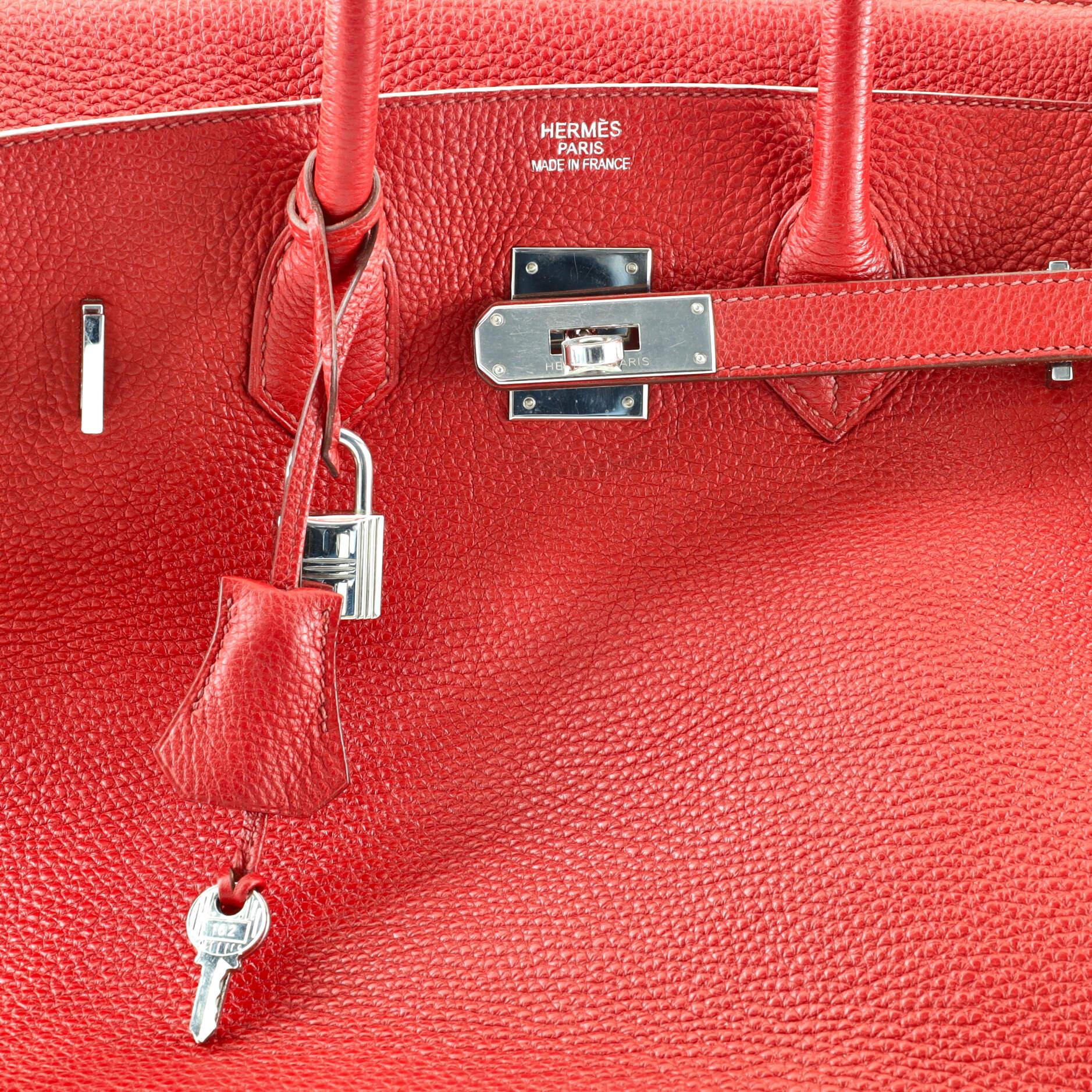 Hermes Birkin Handbag Rouge Garance Togo with Palladium Hardware 35 4