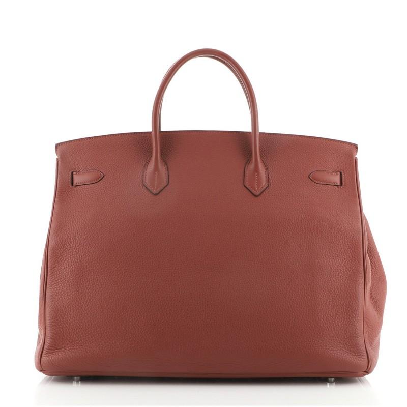 Hermes Birkin Handbag Rouge Garance Togo with Palladium Hardware 40 In Good Condition In NY, NY