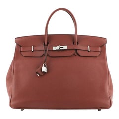 Hermes Birkin Handbag Rouge Garance Togo with Palladium Hardware 40