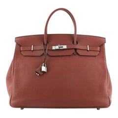 Hermes Birkin Handbag Rouge Garance Togo with Palladium Hardware 40