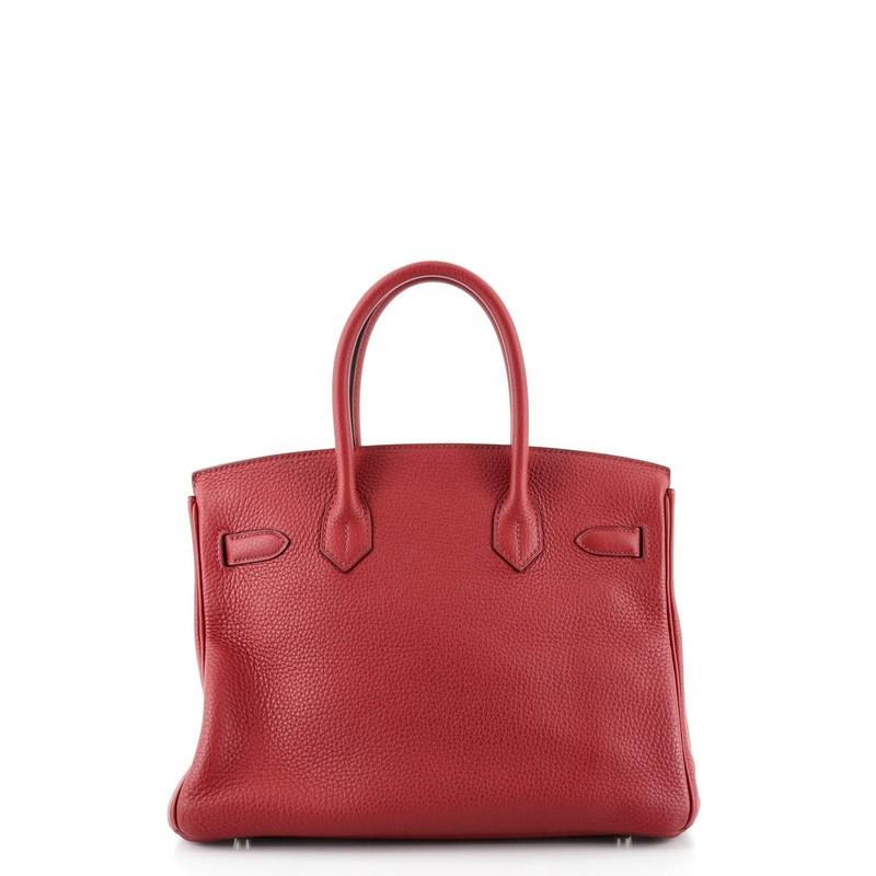 Hermes Birkin Handbag Rouge Grenat Clemence with Palladium Hardware 30 In Good Condition In NY, NY