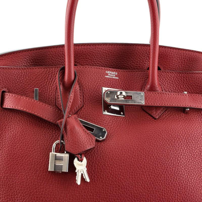 Hermes Birkin Handbag Rouge Grenat Clemence with Palladium Hardware 30 2
