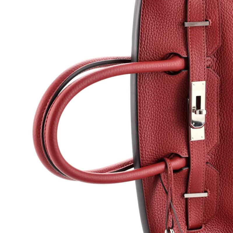 Hermes Birkin Handbag Rouge Grenat Clemence with Palladium Hardware 30 4