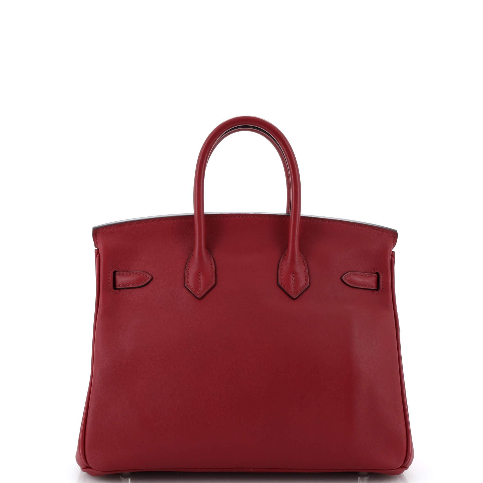 Women's or Men's Hermes Birkin Handbag Rouge Grenat Swift with Palladium Hardware 25