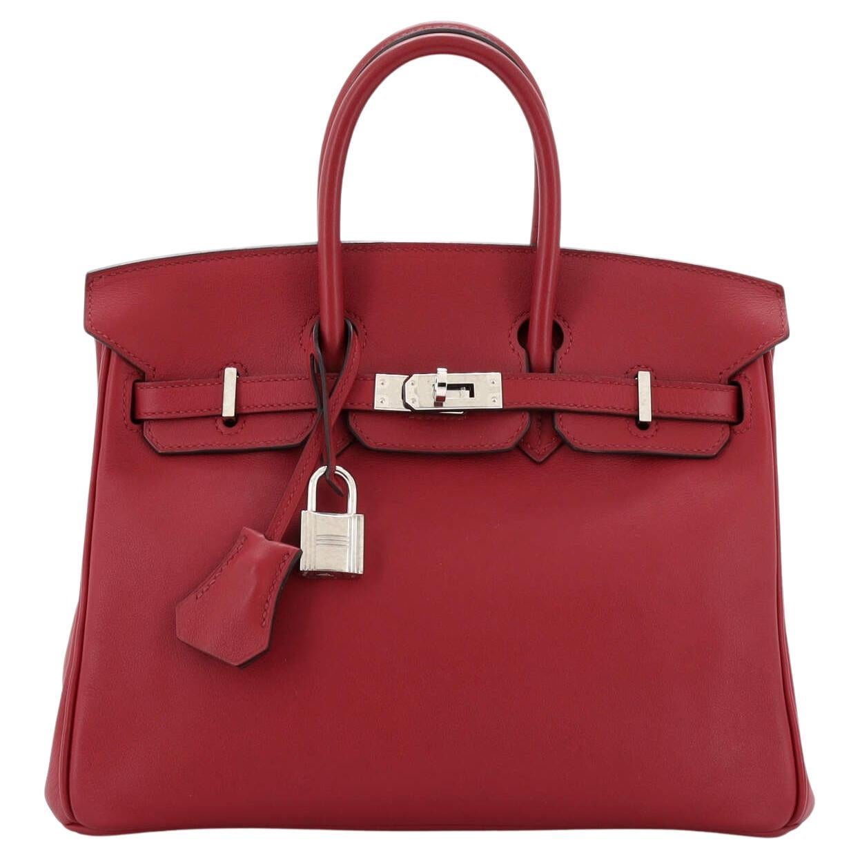 Hermes Birkin Handbag Rouge Grenat Swift with Palladium Hardware 25