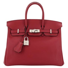 Hermes Birkin Handbag Rouge Grenat Swift with Palladium Hardware 25