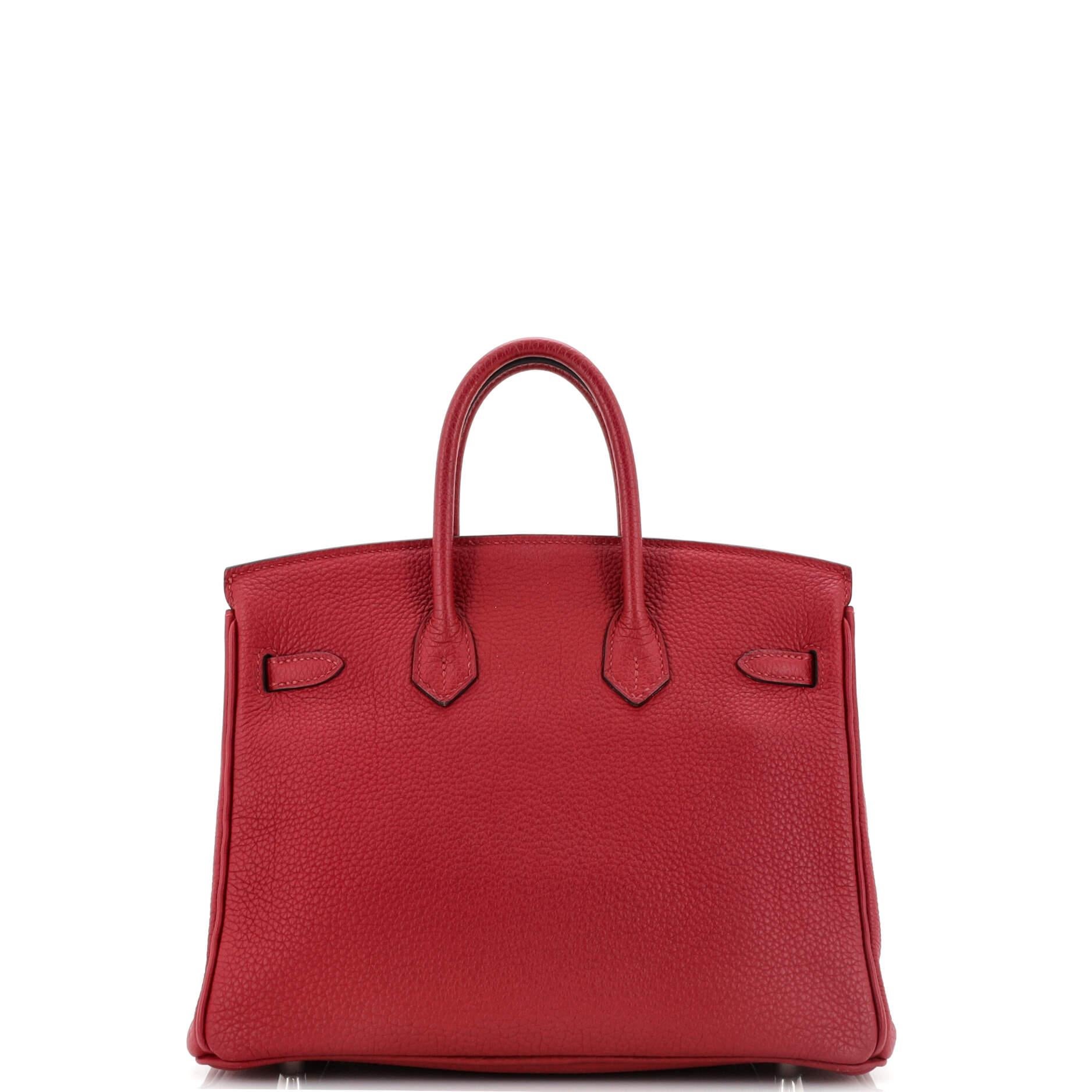 Women's or Men's Hermes Birkin Handbag Rouge Grenat Togo with Brushed Palladium Hardware 25