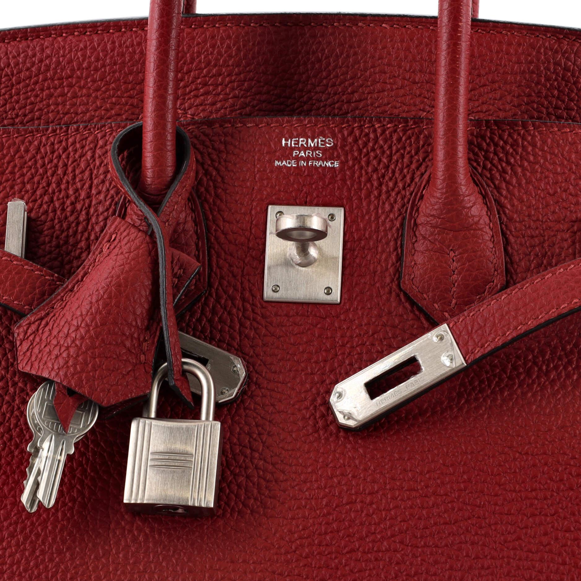Hermes Birkin Handbag Rouge Grenat Togo with Brushed Palladium Hardware 25 3