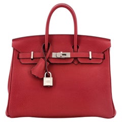 Hermes Birkin Handbag Rouge Grenat Togo with Brushed Palladium Hardware 25