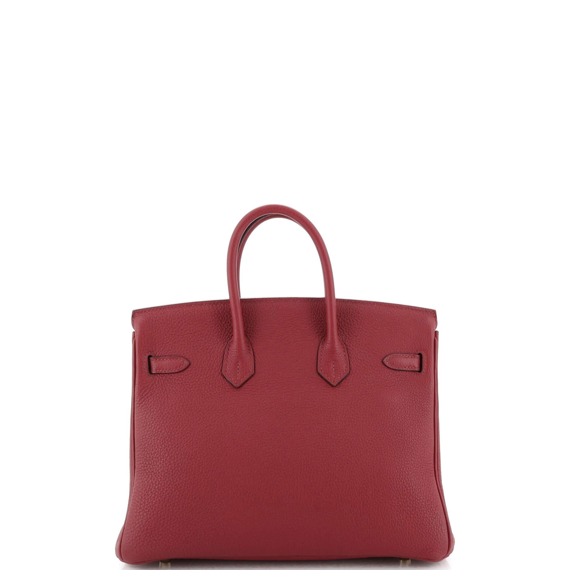 Women's or Men's Hermes Birkin Handbag Rouge Grenat Togo with Gold Hardware 25 For Sale