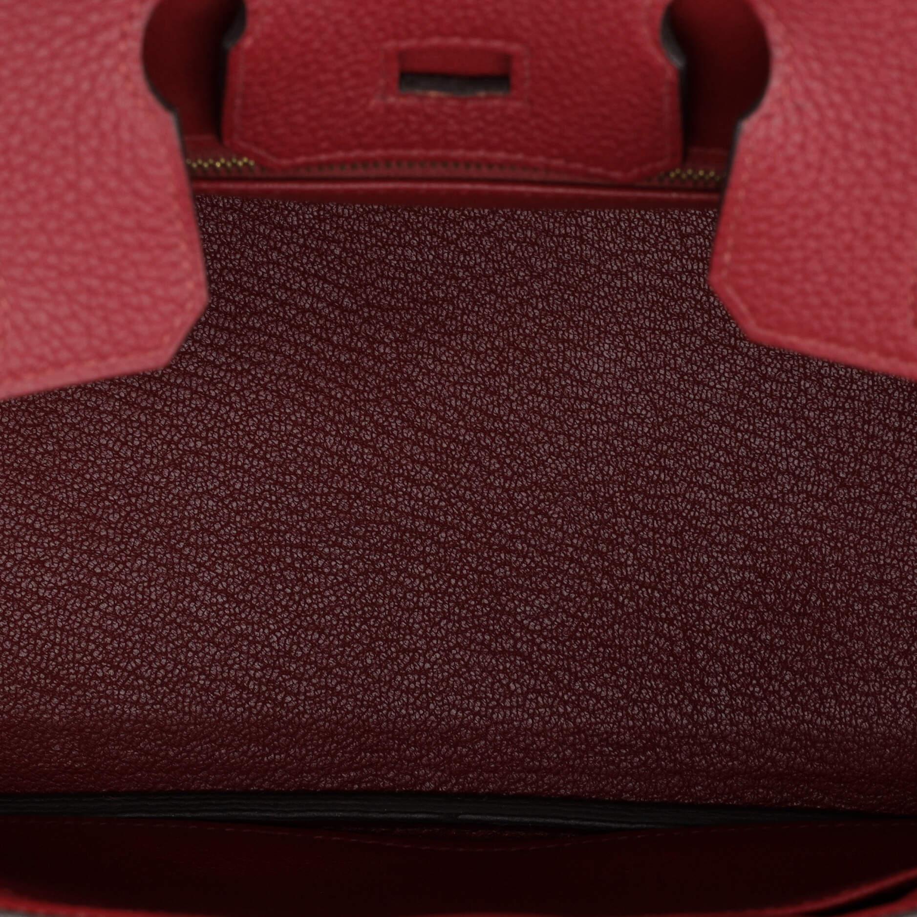 Hermes Birkin Handbag Rouge Grenat Togo with Gold Hardware 25 For Sale 2
