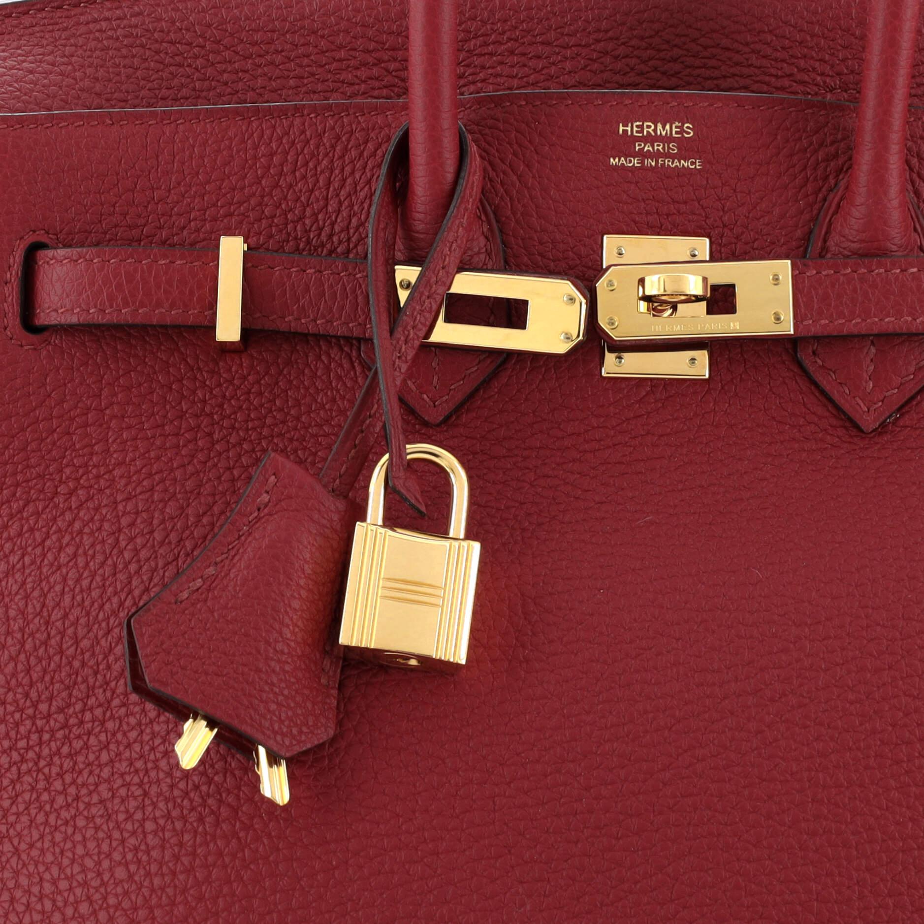 Hermes Birkin Handbag Rouge Grenat Togo with Gold Hardware 25 For Sale 3